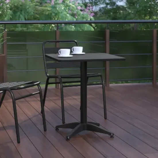 Flash Furniture Mellie 23.5'' Square Aluminum Indoor-Outdoor Table with Base image {4}