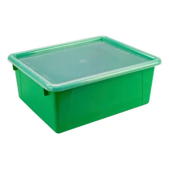 Storex Deep Storage Tray with Lid, Green image {4}