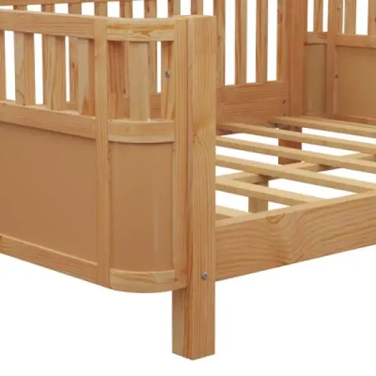 GDFStudio Betsy Modern Pine Wood Kids Platform Bed with Detachable Handrail image {7}