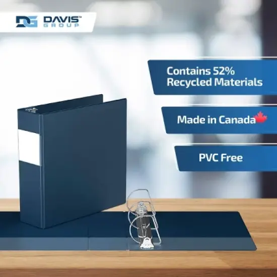 Davis Group 6pk 3" Premium Economy Round Ring Binders Navy Blue: Hard Cover, 625 Sheet Capacity, 2 Pockets, D Rings image {6}