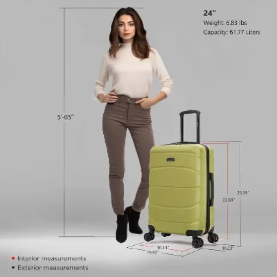 DUKAP Sense Lightweight Hardside Medium Checked Spinner Suitcase - Green image {6}