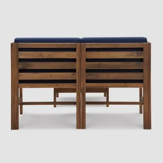 3pc Modular Acacia Wood Patio Chat Set with Cushions - Saracina Home image {3}