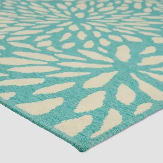 Simone Floral Outdoor Rug Blue/Ivory - Christopher Knight Home image {1}