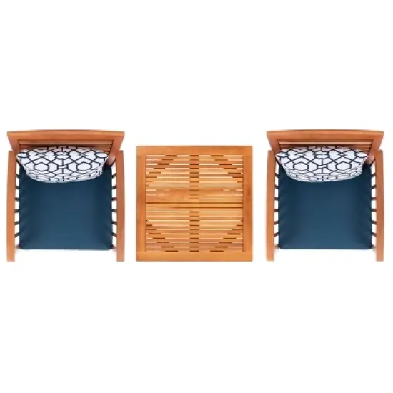Pate 3pc Bistro Set - Natural/Navy - Safavieh image {6}