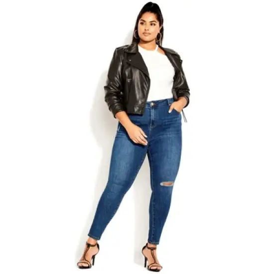 Women's Plus Size Asha Spirit Crop Jean - mid denim | CITY CHIC image {2}