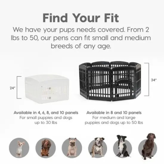 IRIS USA 34" Exercise 8-Panel Pet Playpen, Dog Playpen, for Medium and Large Dogs, Keep Pets Secure, Easy Assemble, Fold It Down, Easy Storing, Black image {5}