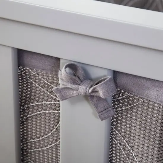 BreathableBaby Breathable Mesh Crib Liner - Deluxe Embroidered Collection - Gray Links image {9}