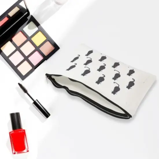 Unique Bargains Durable Cats Print Makeup Bag White 1 Pc image {3}