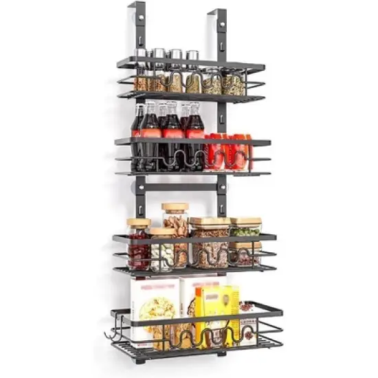 Acekool Over The Door Pantry Organizer &ndash; Heavy-Duty Metal Hanging Spice Rack with Adjustable Shelves for Kitchen & Bathroom Storage image {7}