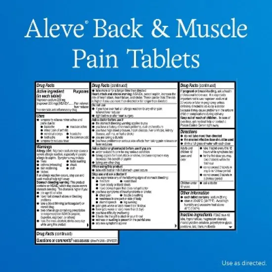 Aleve NSAID Back & Muscle Pain Reliever & Fever Reducer Tablets - Naproxen Sodium - 50ct image {8}