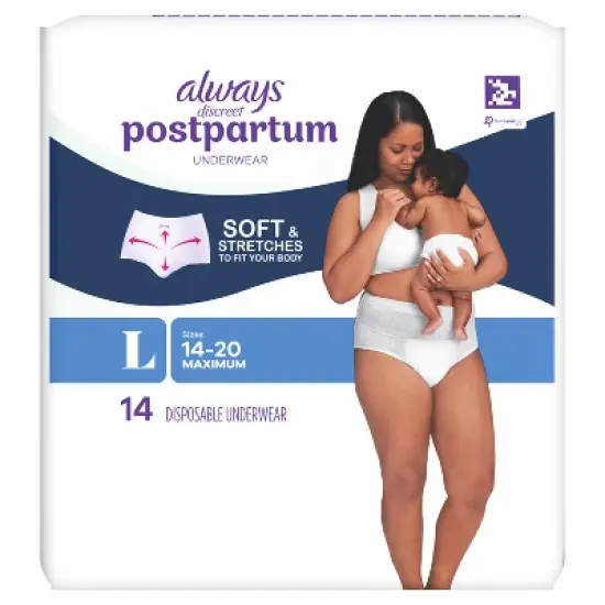 Always Discreet Postpartum Underwear Maxi Pad - Large - 14ct image {10}