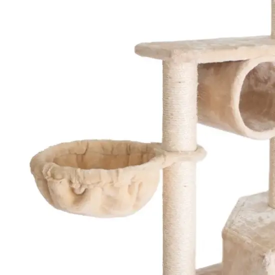 Armarkat 72" H Pet Real Wood Cat Tower, Tower EntertaInment Furniture With Lounge Basket, Perch, A7204 image {3}