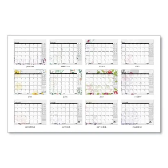 Recycled Desk Pad Calendar, Wild Flowers Artwork, 22 x 17, White Sheets, Black Binding/Corners,12-Month (Jan-Dec): 2026 image {3}