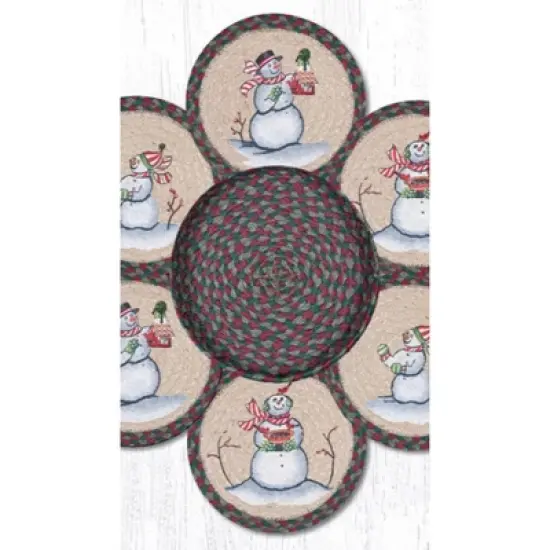 Earth Rugs Decorative Snowman Basket Printed Trivets 10" Farmhouse Kitchen Accent image {1}