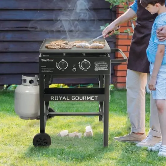 Royal Gourmet 2-Burner Flat Top Griddle 30000 BTU Gas Grill GB2000NTG Black image {9}