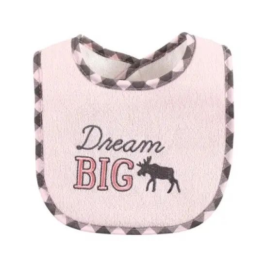 Hudson Baby Infant Girl Cotton Terry Drooler Bibs with Fiber Filling, Girl Moose Bear, One Size image {10}