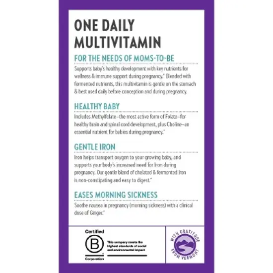New Chapter Prenatal with Methylfolate + Choline One Daily Multivitamin Tablets - 30ct image {5}