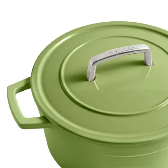 Martha Stewart 5qt Enameled Cast Iron Dutch Oven with Lid Bay Leaf: Oven-Safe, Smooth Surface Induction Compatible image {3}