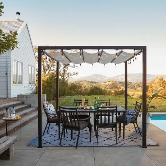 Fairmont Rectangle Steel Patio Dining Table, Outdoor Furniture - Black - Threshold&trade; image {5}