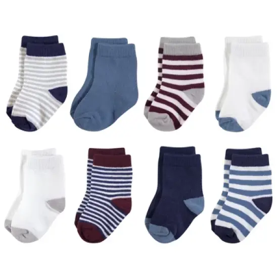 Touched by Nature Baby Boy Organic Cotton Socks, Burgundy Navy image {2}