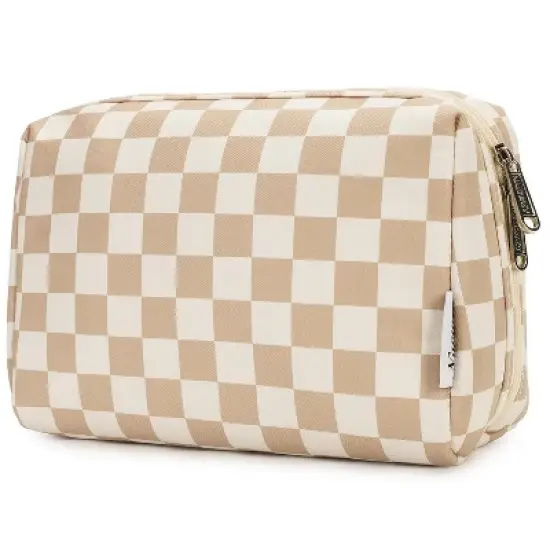 Narwey Checkered Makeup Bag Travel Cosmetic Bag image {3}