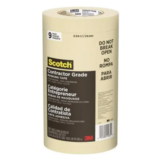 Scotch 0.94 in. W X 60.1 yd L Tan High Strength Masking Tape 9 pk image {1}