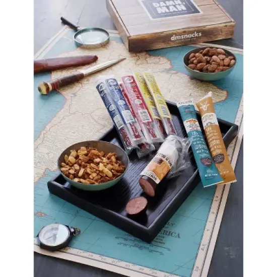 DMSnacks Deluxe Nuts & Exotic Meat Box &ndash; Wild Game Jerky, BBQ Almonds, Texas Peanuts, Spicy & Pepper Beef Sticks, Gourmet Protein Snack Gift Set image {7}