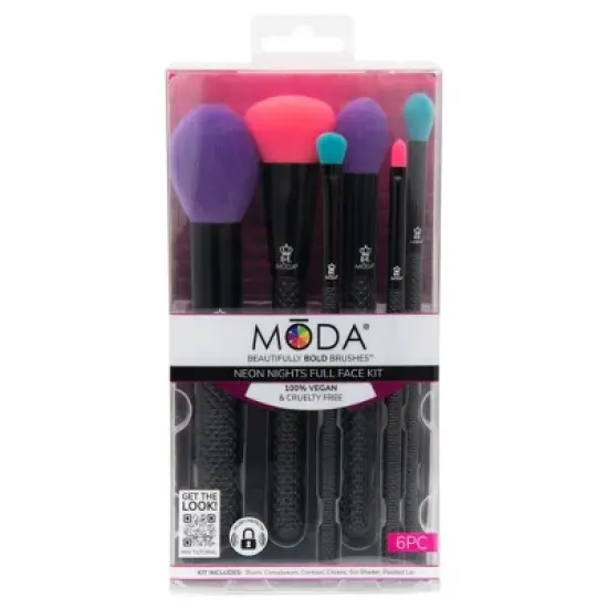 MODA Brush Neon Nights Full Face Makeup Brush Set- 6pc image {5}