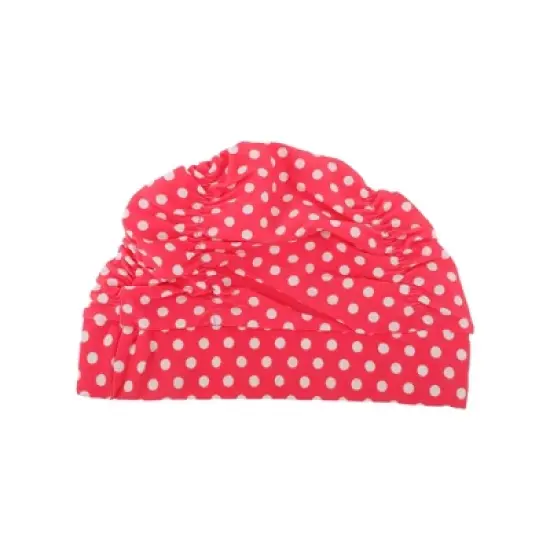 Unique Bargains Polyester Polka Dots Pattern Swim Cap 5.91"x9.25" Red White 1 Pc image {5}