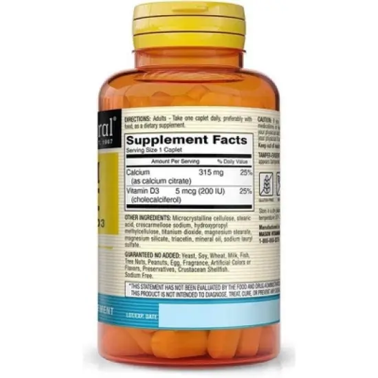 Mason Natural Calcium Citrate With Vitamin D3, Caplets image {1}