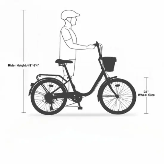 INFURNIC Bicycles, 22 Inch Ladies Bicycle with Basket, Commute Bicycle Women Ladies, Green, 61"*24.41"*38.9" image {4}