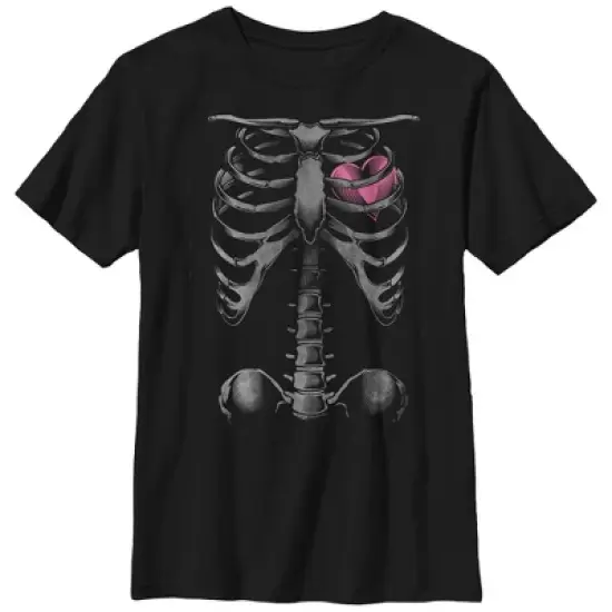 Boy's Lost Gods Halloween Skeleton Rib Cage Heart T-Shirt image {3}