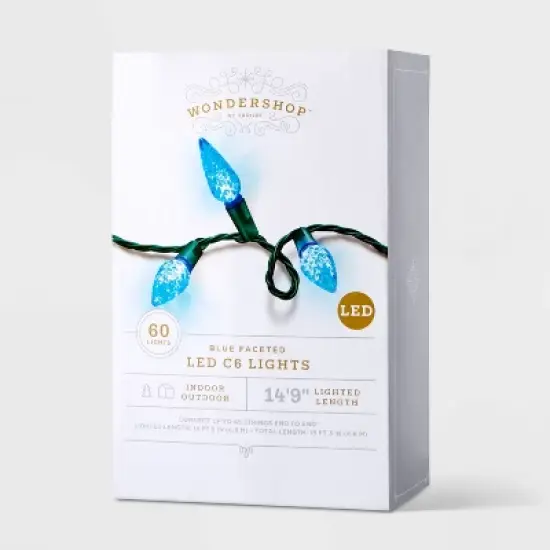 60ct LED C6 Faceted Christmas String Lights with Green Wire - Wondershop&trade; image {3}