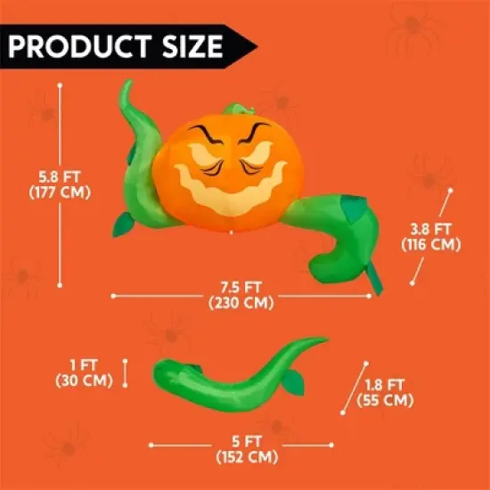 Joyfy 7.5FT Halloween Inflatables Outdoor Decorations, 3 Pcs Window Inflatable Pumpkin Head with Tentacles for Halloween Party Roof Outside Decoration image {7}