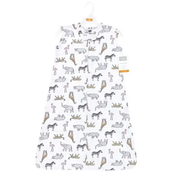 Hudson Baby Infant Girl Cotton Sleeveless Wearable Sleeping Bag, Sack, Blanket, Modern Pink Gray Safari image {1}