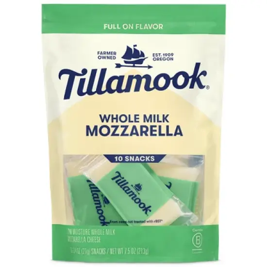 Tillamook Whole Milk Mozzarella Cheese Snack Portion - 7.5oz/10ct image {9}