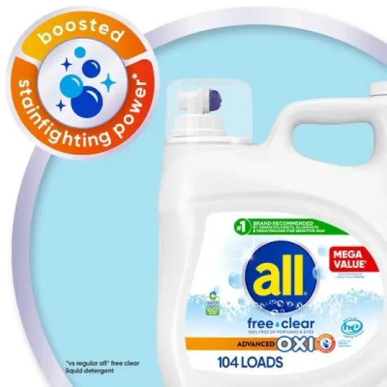 All Advanced Oxi Free Clear Liquid Laundry Detergent image {8}