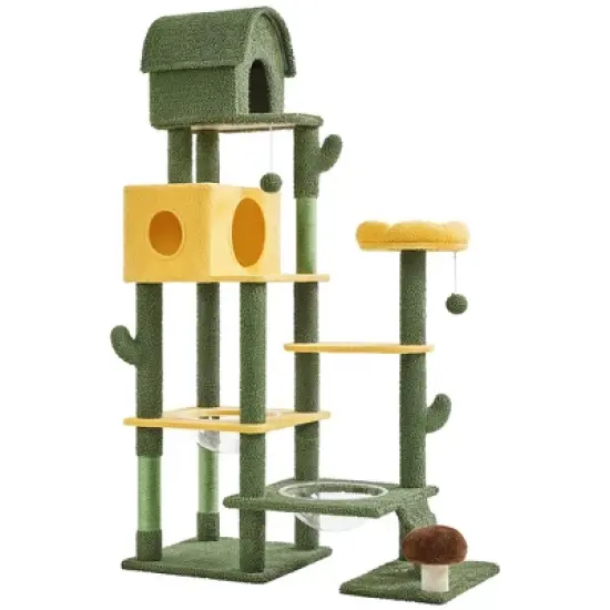Yaheetech 68.5inch Oasis-themed Cat Tree Cat Tower, Green image {6}