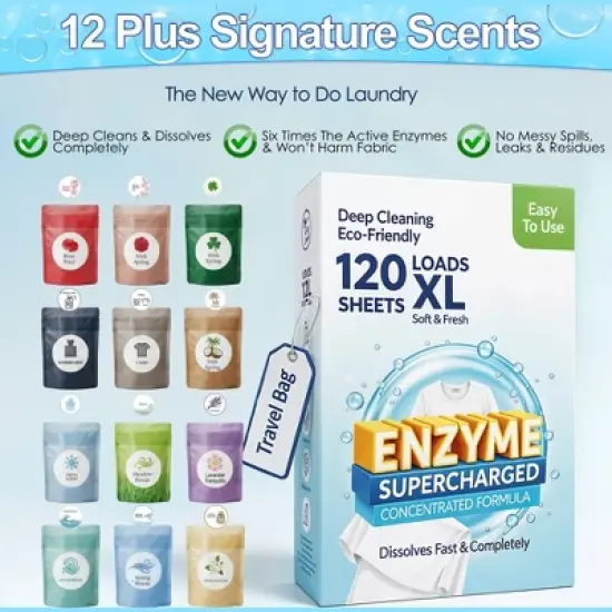 5 Star Super Deals Laundry Detergent Sheets (240 Loads) Eco-Friendly, Hypoallergenic, & Enzyme-Based Powerful Stain Removal image {5}