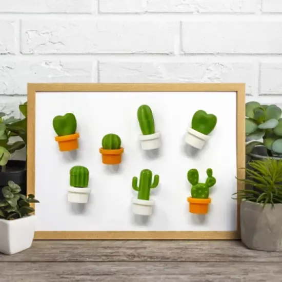 Wrapables Novelty Refrigerator Magnets for Kitchen, Whiteboards, Cabinets, and Lockers (Set of 12), Mini Cactus image {5}