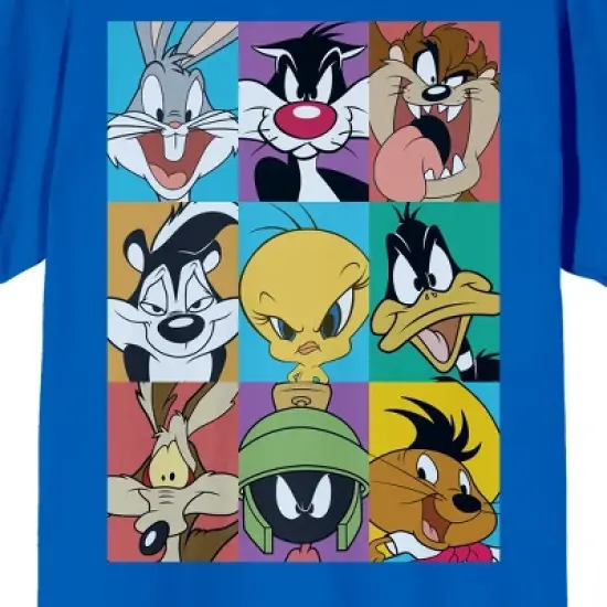 Looney Tunes Characters In Frames Crew Neck Short Sleeve Royal Blue Men's T-shirt image {1}