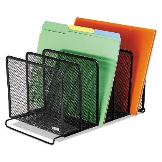 Rolodex Mesh Stacking Sorter Five Sections Metal 8 1/4 x 14 3/8 x 7 7/8 Black 22141 image {2}