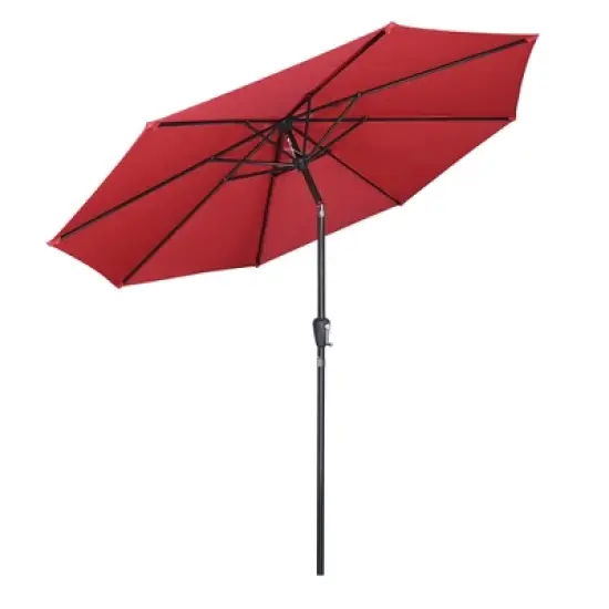 Yescom 9Ft UV50+ Aluminum Outdoor Table Patio Umbrella with Crank Tilt Sunshade Red image {9}
