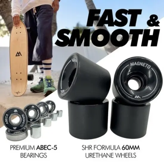 Magneto Complete Skateboard | 27.5" x 7.5" Canadian Maple Double Kick Concave Deck | For Beginners, Teens & Adults (Heart Beat) image {3}