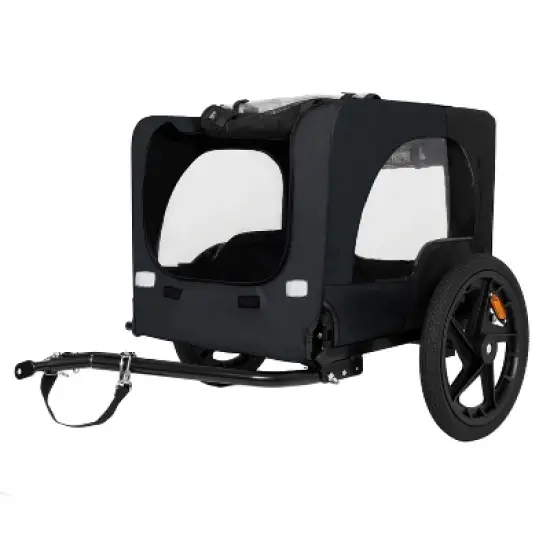 VASIP Heavy Duty Bike Trailer for Dogs with Collapsible Pet and Cargo Carrier ,16" All-Terrain Wheels and Universal Hitch,Black+Dark Gray image {6}