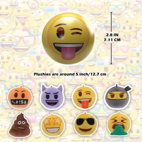 Emoji MiraBall, 3-in-1 Surprise, 2 Pack, Blind Box Toys for Kids - Collectable Pieces - Metal Ball, Plush, Stickers, White Ribbon image {3}