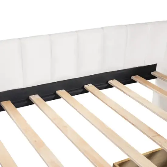 Twin Size Upholstered Daybed with Ergonomic Design Backrest - ModernLuxe image {8}