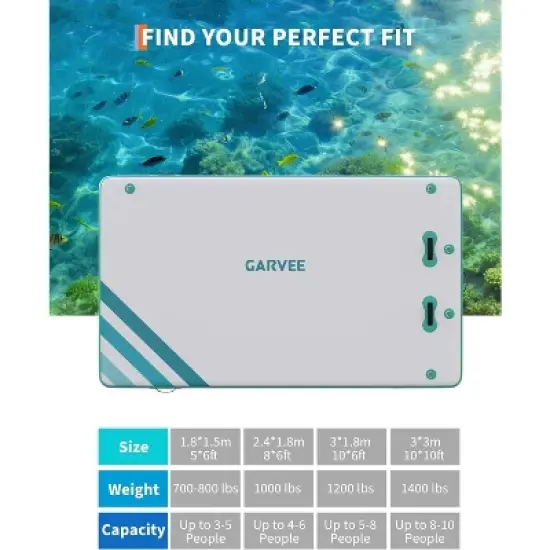 GustoWave Inflatable Floating Dock Air Dock Platform Floating Island Raft with Rope Ladder Swimming Water Platform for Pool Beach Ocean image {2}