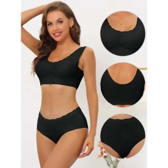 Allegra K Women's Wireless Pullover No Show Stretch Bra and Panty Set image {2}