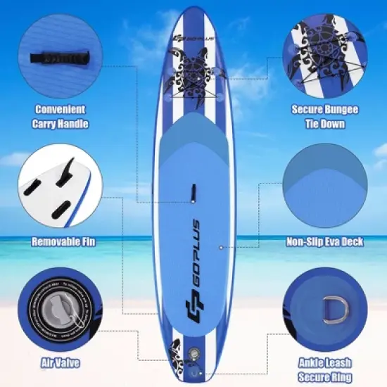 Costway 10.5&rsquo; Inflatable Stand Up Paddle Board SUP W/Carrying Bag Aluminum Paddle image {4}
